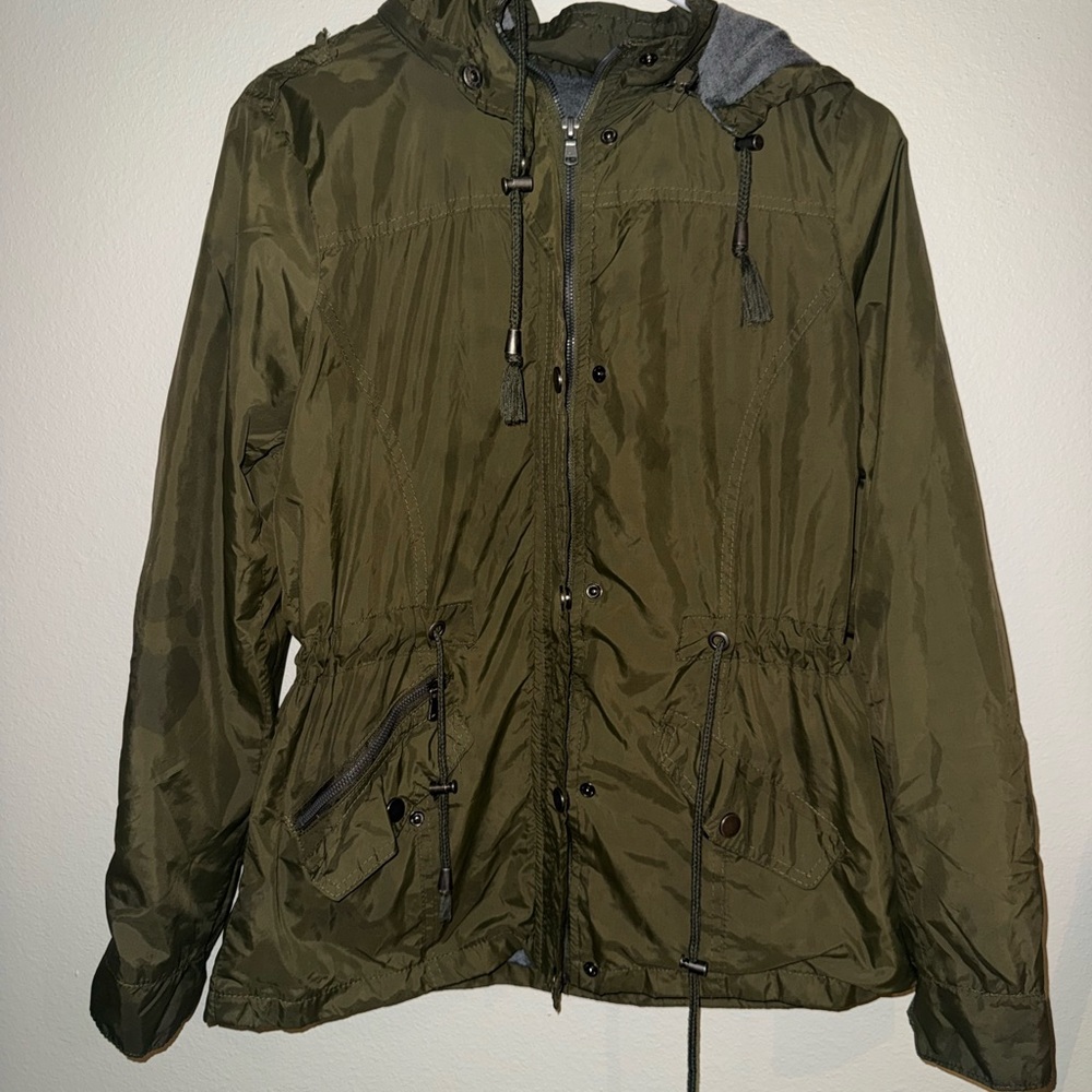 YMI Olive Green Military-Style Hooded Jacket